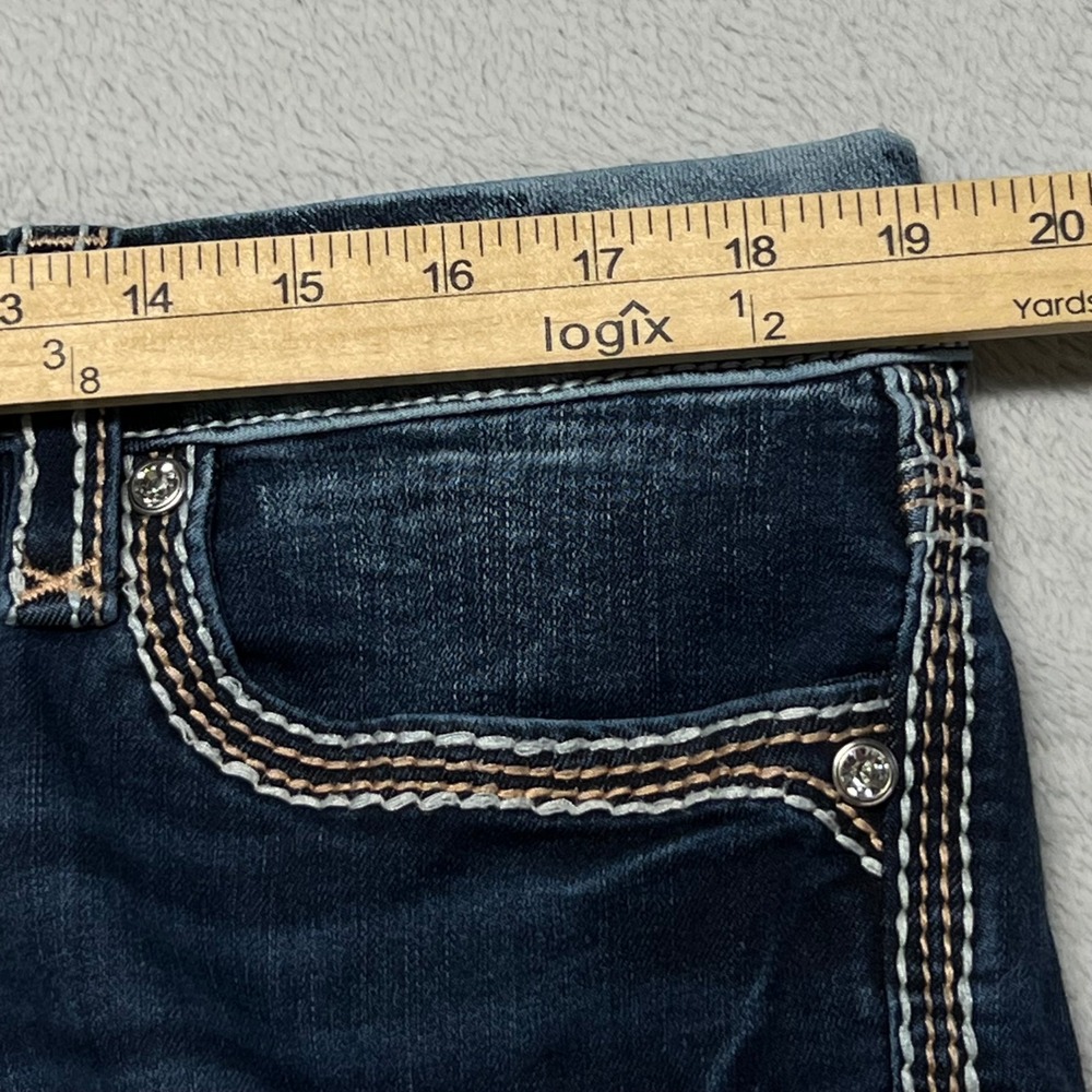Rock Revival Easy Ankle Skinny Jeans Womens 33 Blue Contrast Stitch Y2K - Picture 8 of 14